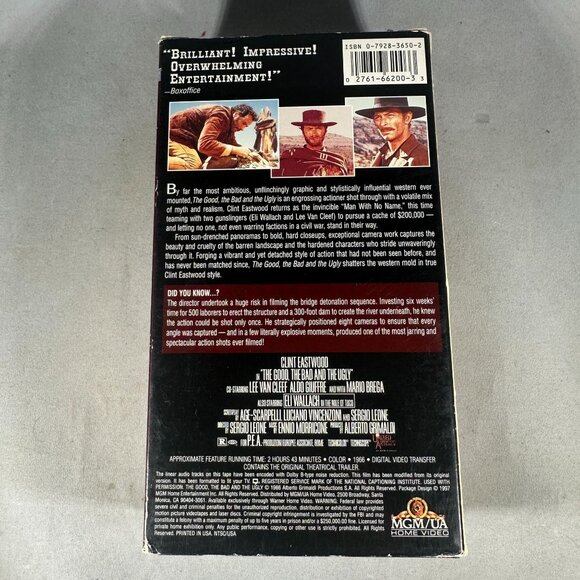 The Good The Bad And The Ugly Clint Eastwood MGM UA Home Video VHS 1966 Western - Picture 2 of 3